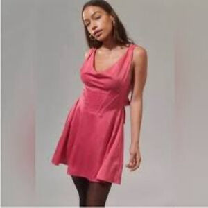 Women's Urban Outfitters Pink Cowl Neck Mini Dress M